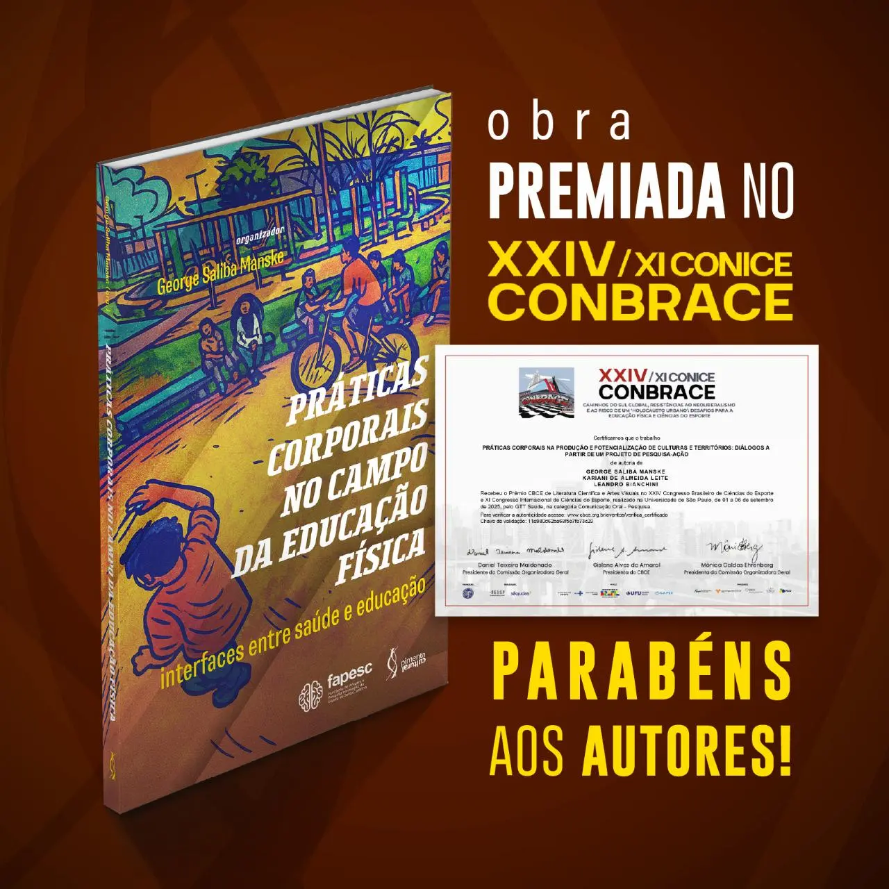 Prêmio CBCE de Literatura Científica e Artes Visuais 2025 celebra livro sobre práticas corporais na Educação Física